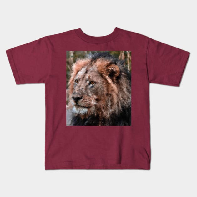 Painting-like lion Kids T-Shirt by Comic Dzyns